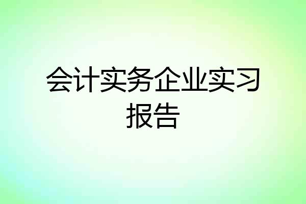 会计实务企业实习报告
