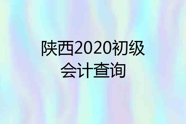 陕西2020初级会计查询