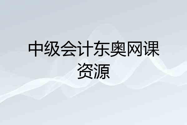 中级会计东奥网课资源