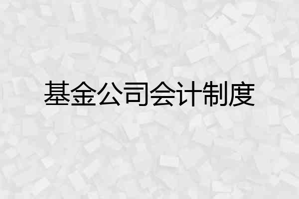 基金公司会计制度