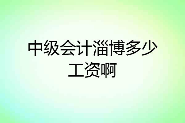 中级会计淄博多少工资啊
