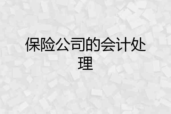 保险公司的会计处理