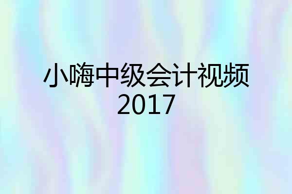 小嗨中级会计视频2017