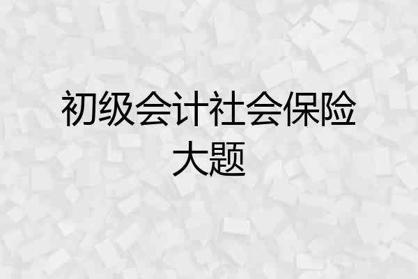 初级会计社会保险大题