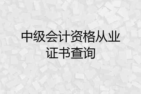 中级会计资格从业证书查询