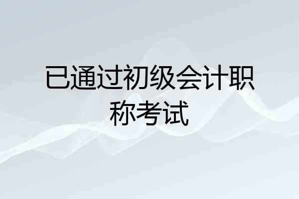 已通过初级会计职称考试