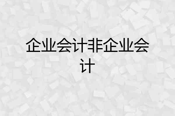 企业会计非企业会计