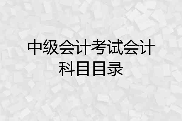 中级会计考试会计科目目录