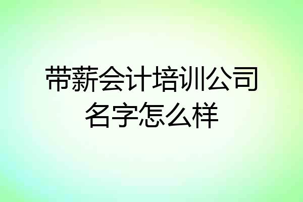 带薪会计培训公司名字怎么样