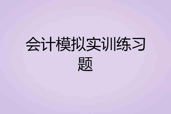 会计模拟实训练习题