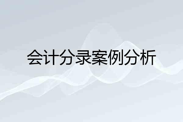 会计分录案例分析