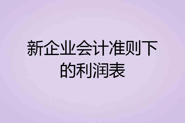 新企业会计准则下的利润表