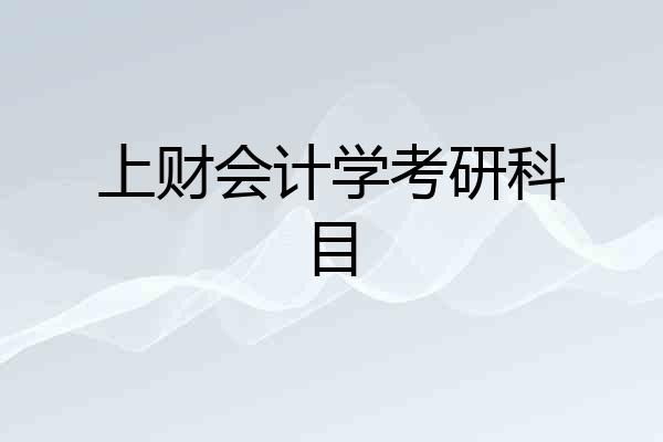 上财会计学考研科目