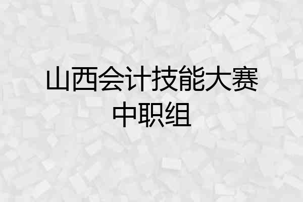山西会计技能大赛中职组