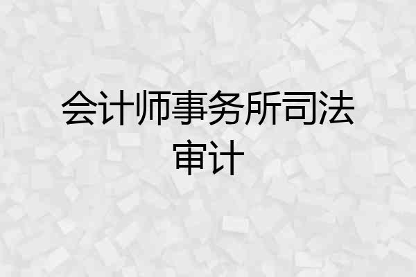 会计师事务所司法审计