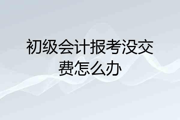 初级会计报考没交费怎么办