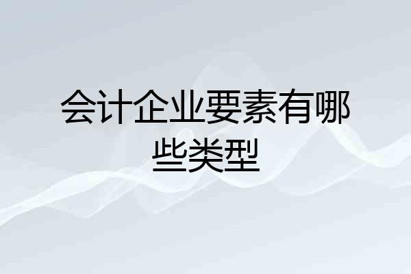 会计企业要素有哪些类型