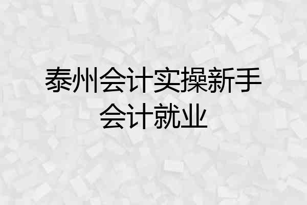 泰州会计实操新手会计就业