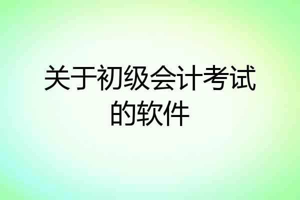 关于初级会计考试的软件