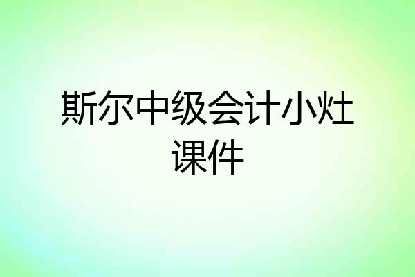 斯尔中级会计小灶课件