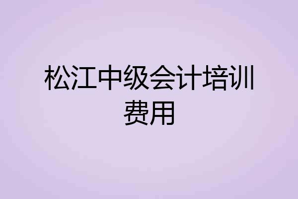 松江中级会计培训费用