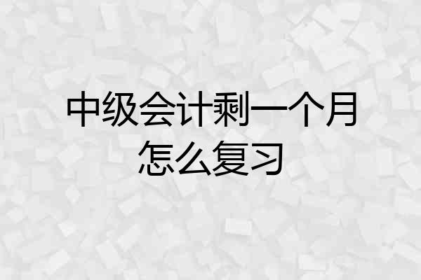 中级会计剩一个月怎么复习