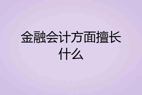 金融会计方面擅长什么