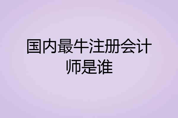 国内最牛注册会计师是谁
