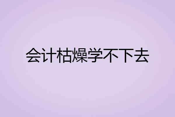 会计枯燥学不下去