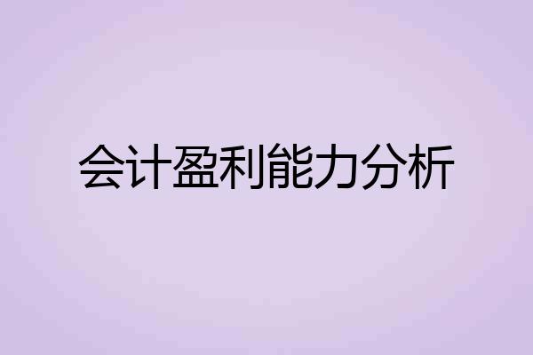 会计盈利能力分析