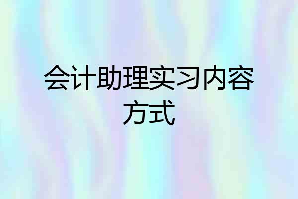 会计助理实习内容方式