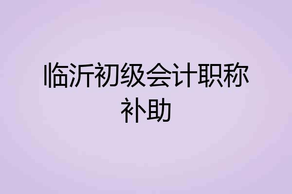 临沂初级会计职称补助