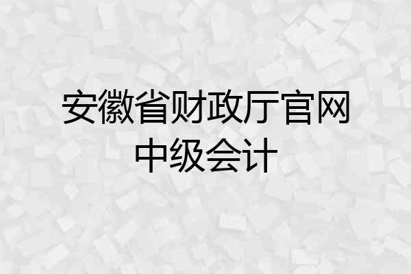 安徽省财政厅官网中级会计
