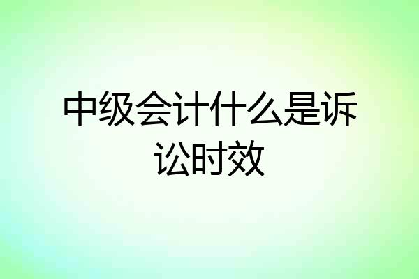 中级会计什么是诉讼时效
