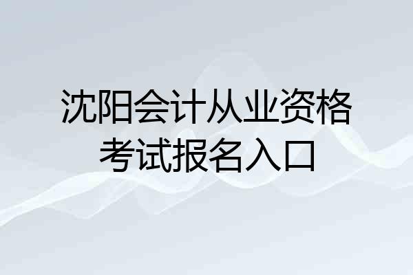 沈阳会计从业资格考试报名入口
