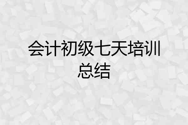 会计初级七天培训总结
