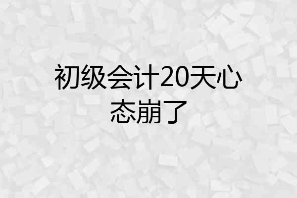 初级会计20天心态崩了