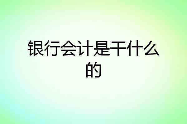 银行会计是干什么的