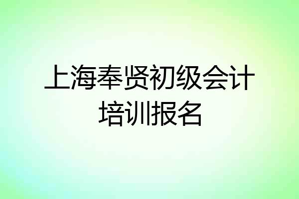 上海奉贤初级会计培训报名