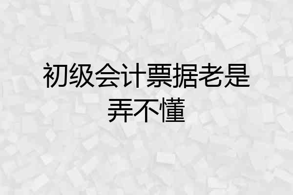 初级会计票据老是弄不懂