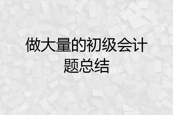 做大量的初级会计题总结