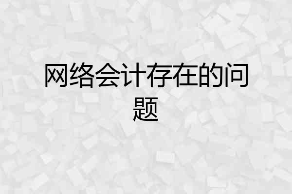 网络会计存在的问题