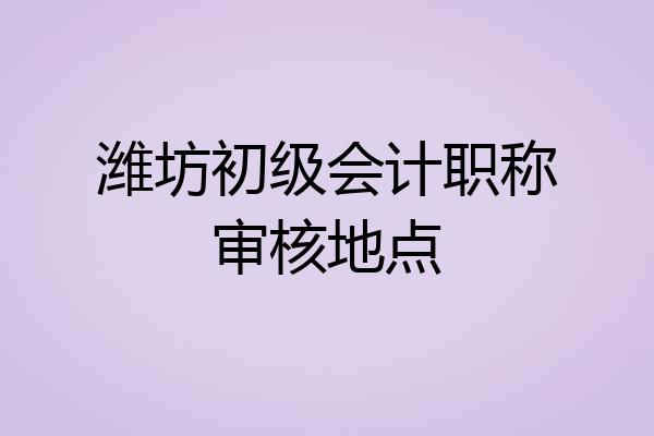 潍坊初级会计职称审核地点