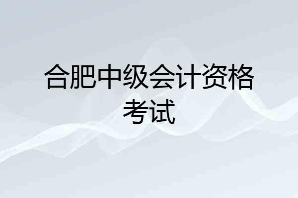 合肥中级会计资格考试