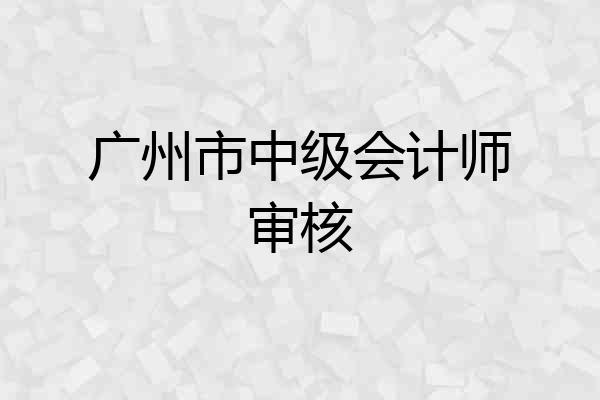 广州市中级会计师审核