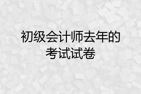 初级会计师去年的考试试卷