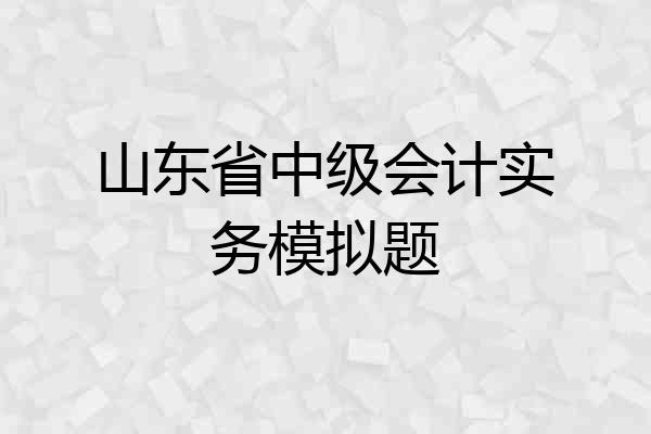 山东省中级会计实务模拟题