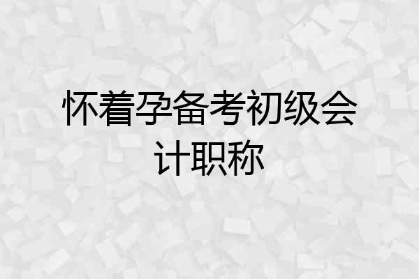 怀着孕备考初级会计职称