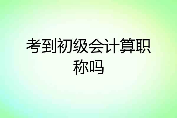 考到初级会计算职称吗