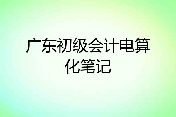广东初级会计电算化笔记